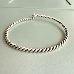 James Avery Twisted Wire Cable Hook-On Sterling Silver Bangle Charm Bracelet